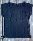 Loose Fit Cap Sleeve Tee - Black
