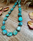 19-Inch Turquoise Nugget Necklace with 4mm Sterling Silver Pearls