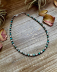 14-Inch Sterling Silver Torpedo & Blue/Green Mexican Turquoise Choker