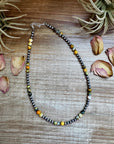 18-Inch Sterling Silver Pearl & Bumblebee Jasper Necklace