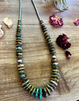 22 inch graduated turquoise necklace with Sterling silver pearls