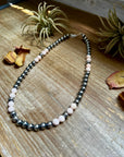 Pink Conch & Sterling Silver Necklace – 8 mm Pearls – 19 Inch + Extender