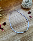Purple shell heishi choker with Sterling Silver Pearls