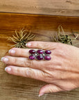6-Stone Purple Spiny Oyster Ring – Size 8, Big Band, USA Made