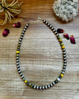 18 inch 8 mm Sterling Silver Pearls necklace and bumblebee jasper beads