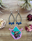 Kyanite teardrop earrings and Sterling Silver Pearls 3 mm