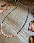 15-Inch Spiny Oyster Heishi Necklace – Sterling Silver Pearls, Handmade