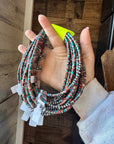 Sterling Silver Pearls choker and Pink and blue sea sediment Heishi