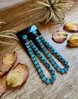 Sterling Silver Long Teardrop Earrings with Kingman Turquoise – 4 Inch, Post Style, USA Made