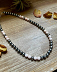 Pink Conch & Sterling Silver Necklace – 8 mm Pearls – 19 Inch + Extender