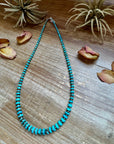 20.5-Inch Graduated Turquoise Disk Necklace with Sterling Pearls