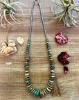 22 inch graduated turquoise necklace with Sterling silver pearls