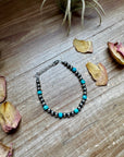 5mm Sterling Silver Pearl & Faceted Turquoise Bracelet