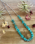 26 inch long blue thick chips turquoise necklace