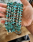 26 inch long blue disk turquoise necklace