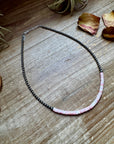 15-Inch Pink Conch Heishi Necklace – Sterling Silver Pearls, Handmade