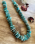 26 inch long blue thick chips turquoise necklace
