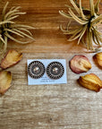 Stamped Sterling Silver Concho Stud Earrings, TC Stamp, 1.5" Round