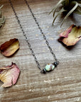 16-Inch Lemon Turquoise Magnesite Necklace with Sterling Saucer Pearls