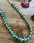 26 inch long blue disk turquoise necklace