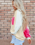 Rose Color Block Oversized Top