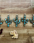 Cactus Turquoise pendant on brass silver