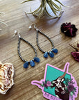 Kyanite teardrop earrings and Sterling Silver Pearls 3 mm