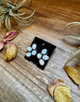 White Opal Half-Cluster Stud Earrings – Sterling Silver, Handmade in the USA