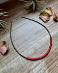 15-Inch Red Magnesite Heishi Necklace – Sterling Silver Pearls, Handmade