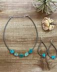 3 mm Sterling Silver Pearls choker with flat turquoise