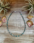 14-Inch Sterling Silver Torpedo & Blue/Green Mexican Turquoise Choker