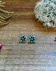 Small Cluster Earrings – Blue Kingman Turquoise & Sterling Silver