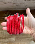 15-Inch Red Magnesite Heishi Necklace – Sterling Silver Pearls, Handmade