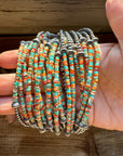 Sterling Silver Pearl Choker with Turquoise & Spiny Oyster Heishi