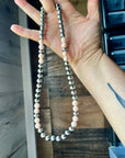 Pink Conch & Sterling Silver Necklace – 8 mm Pearls – 19 Inch + Extender