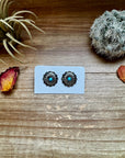 Round stud earrings with Kingman turquoise - sterling silver