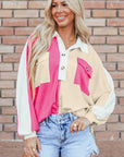 Rose Color Block Oversized Top