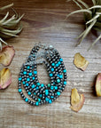5mm Sterling Silver Pearl & Faceted Turquoise Bracelet