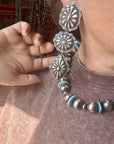 Rita Lee Sterling Silver Concho Earrings – Post & Dangle, Hand Stamped