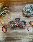 Orange & Turquoise bow hair clips
