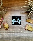 White Opal Half-Cluster Stud Earrings – Sterling Silver, Handmade in the USA
