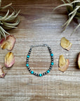 5mm Sterling Silver Pearl & Faceted Turquoise Bracelet
