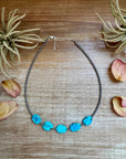 15-Inch Flat Blue Turquoise & Sterling Silver Pearl Choker