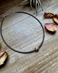 14-Inch Sterling Silver Pearl & Mojave Bead Choker