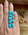 Adjustable Kingman Turquoise Statement Ring – USA Made, 9 Stones
