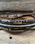 Black Beads Leather Fashion Bracelet XI131