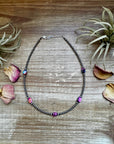5 Pink dye Turquoise Choker and Sterling Silver Pearls