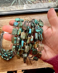 3 mm Sterling Silver Pearls choker with flat turquoise