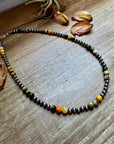 18-Inch Sterling Silver Pearl & Bumblebee Jasper Necklace