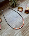 15-Inch Spiny Oyster Heishi Necklace – Sterling Silver Pearls, Handmade